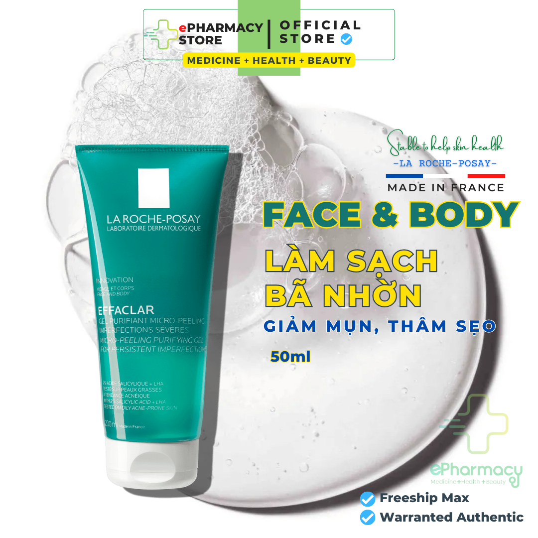 Sữa Rửa Mặt & Sữa Tắm LAROCHEPOSAY Effaclar Micro-Peeling Gel Cleanser làm sạch & giảm mụn 50ml