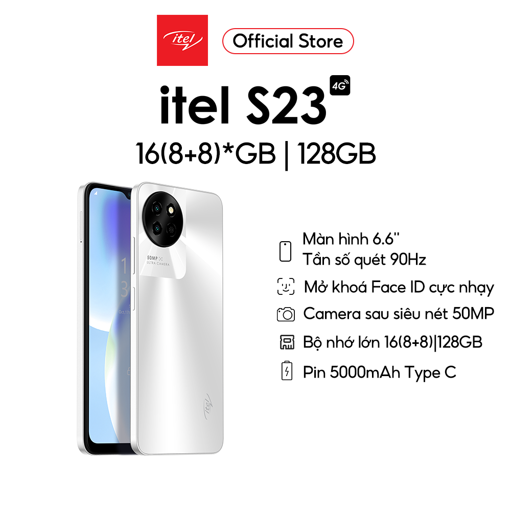 Điện Thoại Itel S23 128GB/16GB (8GB+8GB) | Pin 5000mAh | 6.6 Inch | Camera 50MP | 90Hz | Face ID - Hàng chính Hãng