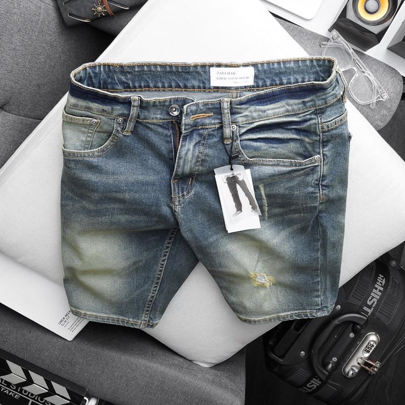 Quần short jean nam VNXK cao cấp jean co giãn ôm dáng
