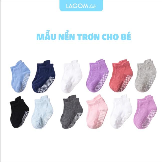 Tất trẻ em cao cấp kẻ sọc cotton từ 1-3-5 tuổi | Tất chống trượt cho bé trai &amp; bé gái ngắn cổ mềm mịn