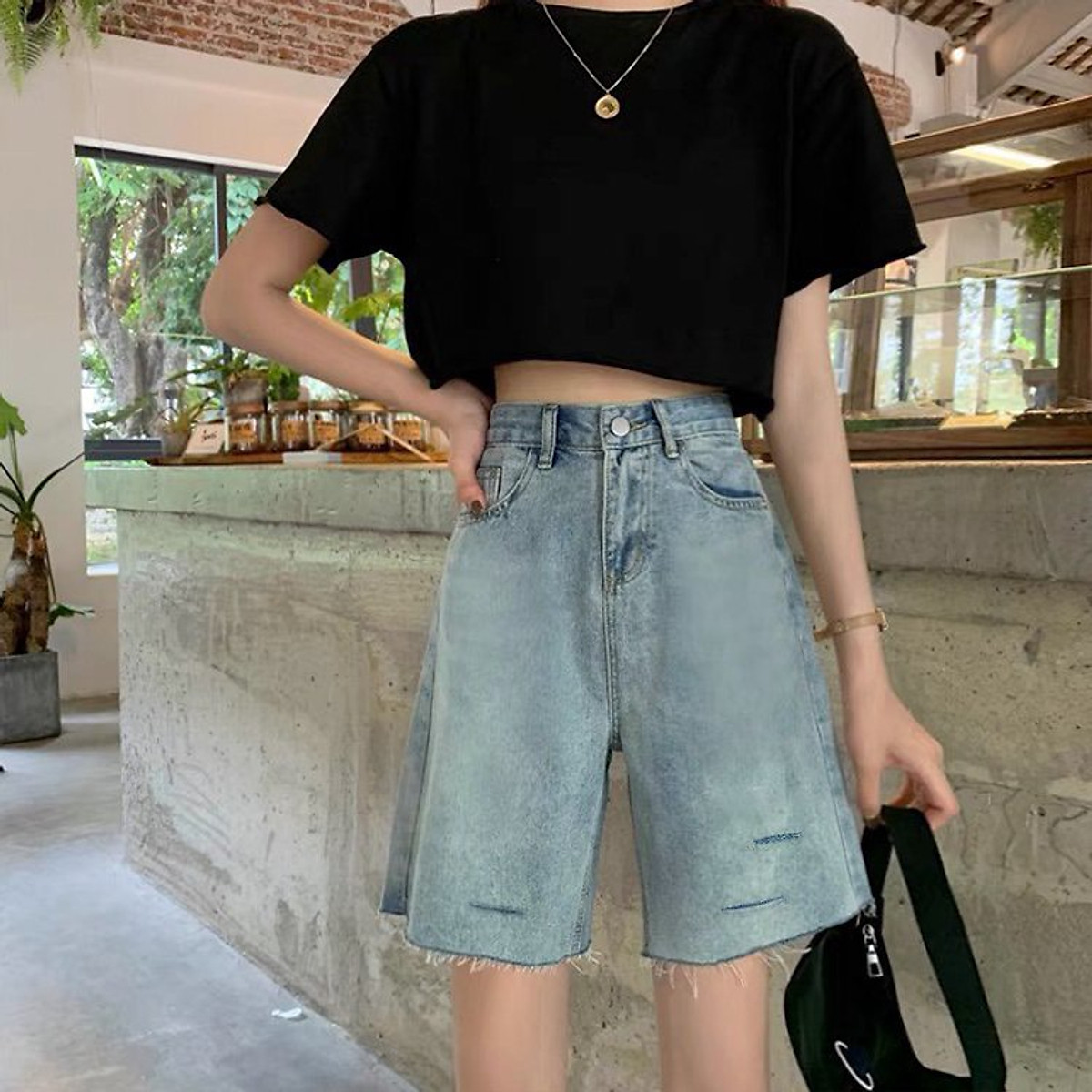 Quần Short Jean Ngố Rách Ulzzang 2022