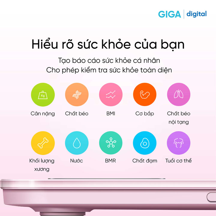 Cân điện tử Xiaomi Yunmai S M1805 Color 2 - Bluetooth - Hàng Chính Hãng