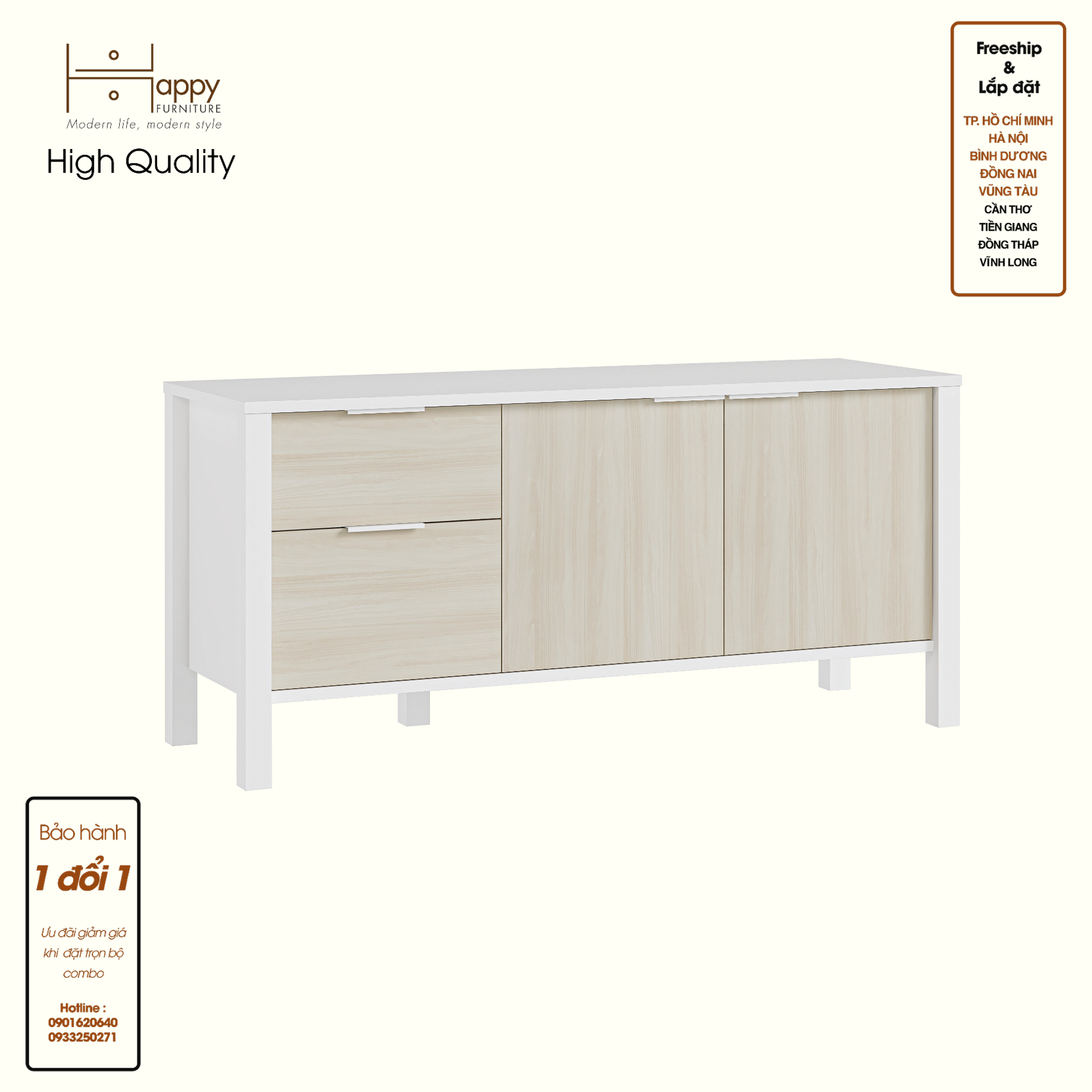 HAPPY FURNITURE , Kệ TV 2 cửa mở 2 ngăn kéo - MOKA, KTV_074 , 120cm x 40cm x 56cm DxRxC