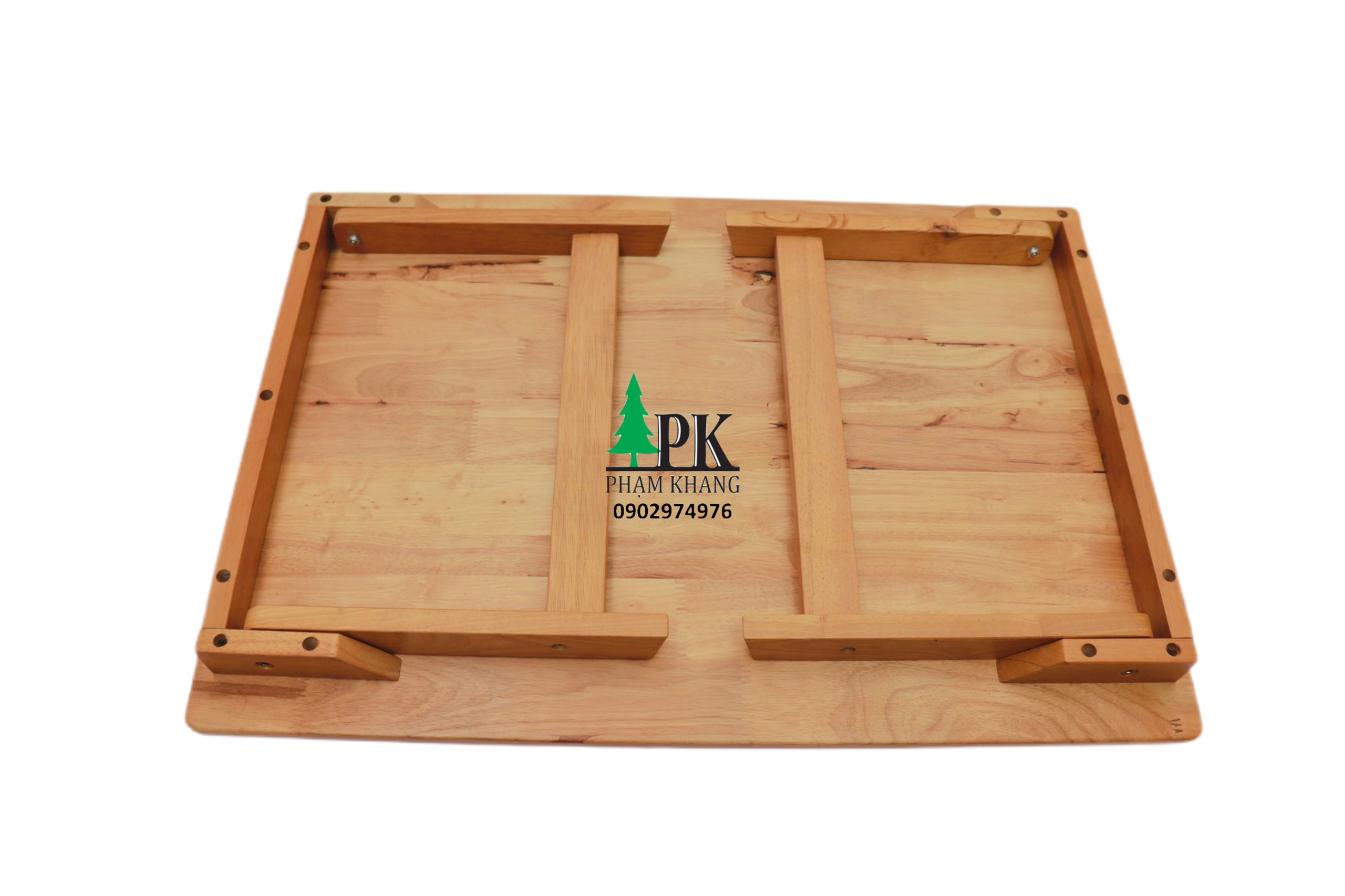 Bàn gỗ xếp chân thang Phạm Khang - Gỗ cao su tự nhiên màu Gỗ Tự Nhiên/ Vàng Cherry - Kích thước 50 x 70 cm