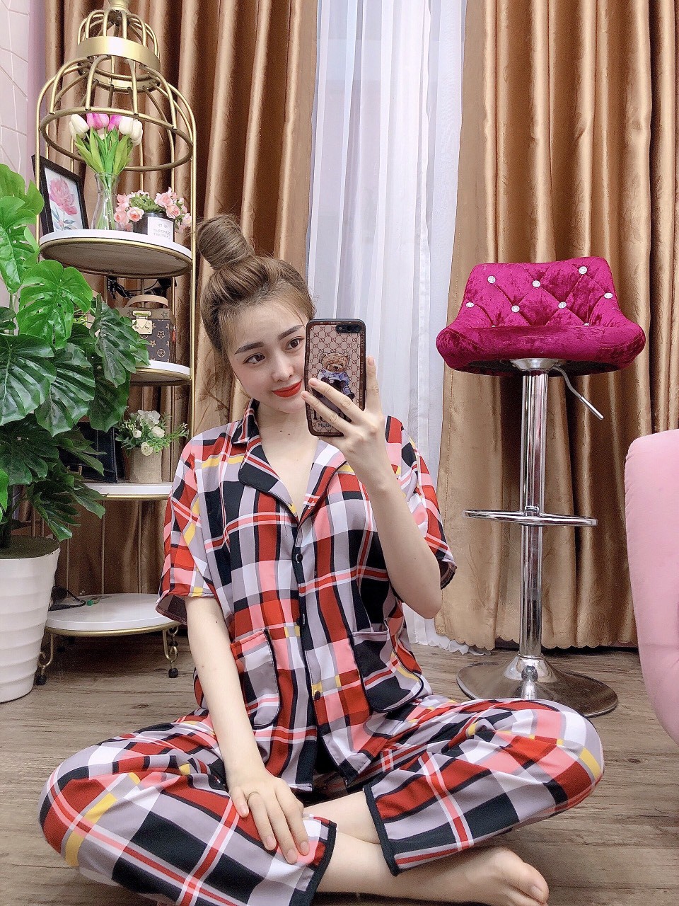 Đồ bộ dài nữ pijama mặc nhà tiểu thư big size dưới 57kg tay cánh dơi quần dài vải lụa hàn mềm mịn nhiều màu dễ thương