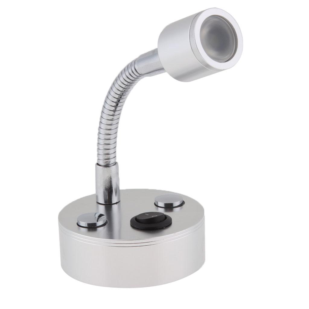 RV Boat 12V 1W LED Bedside Reading Light Wall Surface Mount Silver