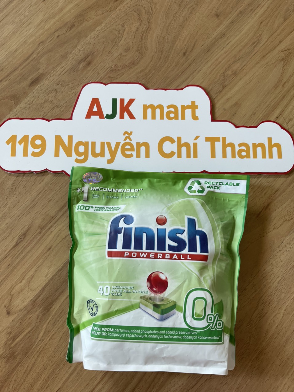 Viên rửa chén, bát Finish All in 1 max Eco 0% (40 viên) - Dành cho máy - Nhập khẩu tại Đức