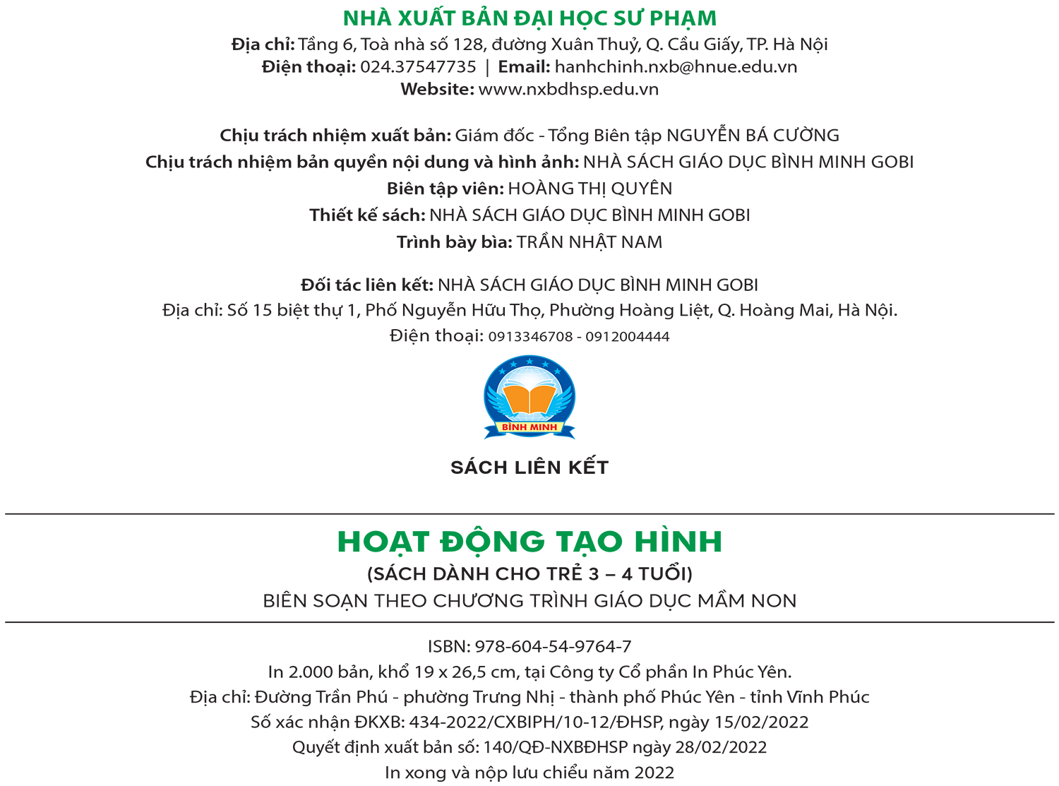 HOẠT ĐỘNG TẠO HÌNH (Sách dành cho trẻ 3-4 tuổi)