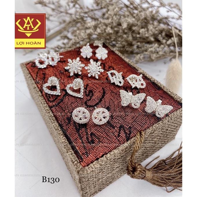 Bông tai bạc đính đá, khuyên tai bạc ta - trang sức Lợi Hoàn