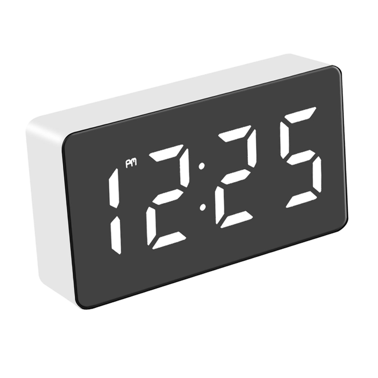 Mirror Electronic Clock 3.1inch Screen for Bedroom,Living Room White