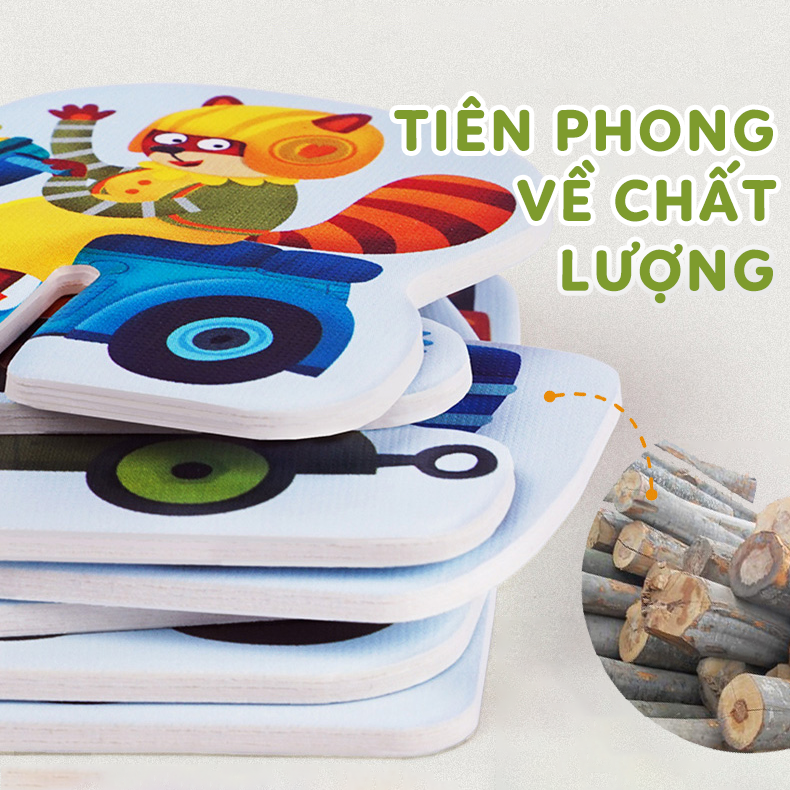 Bộ xếp hình chính hãng TOi - Mẫu first puzzle xếp hình đầu đời 6 chủ đề cho bé từ 16 tháng tuổi