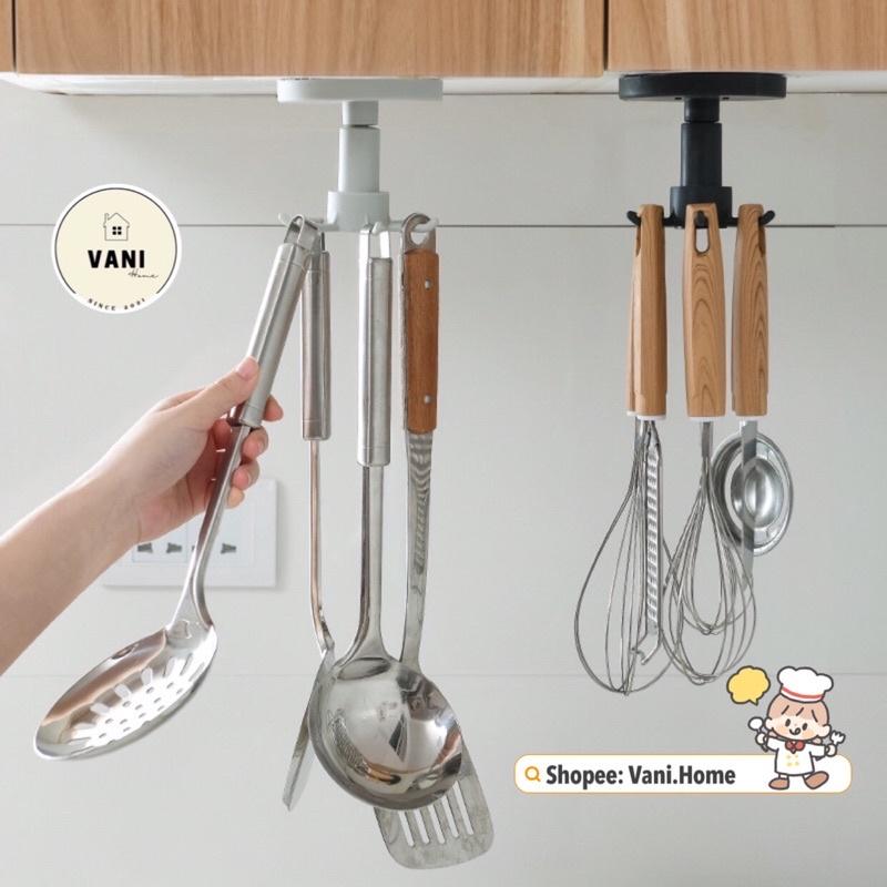Móc treo đồ dùng nhà bếp 6 chấu đa năng xoay 360 độ dán tường không cần khoan đục