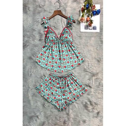 Bộ lua satin latin cao cấp tay cánh tiên nhí quần đùi bèo freesize 40-57kg