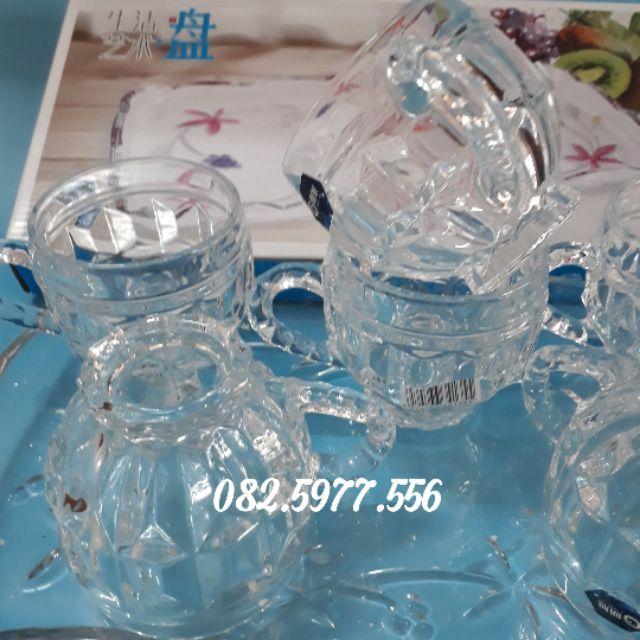 Bộ khay cốc thủy tinh cao cấp