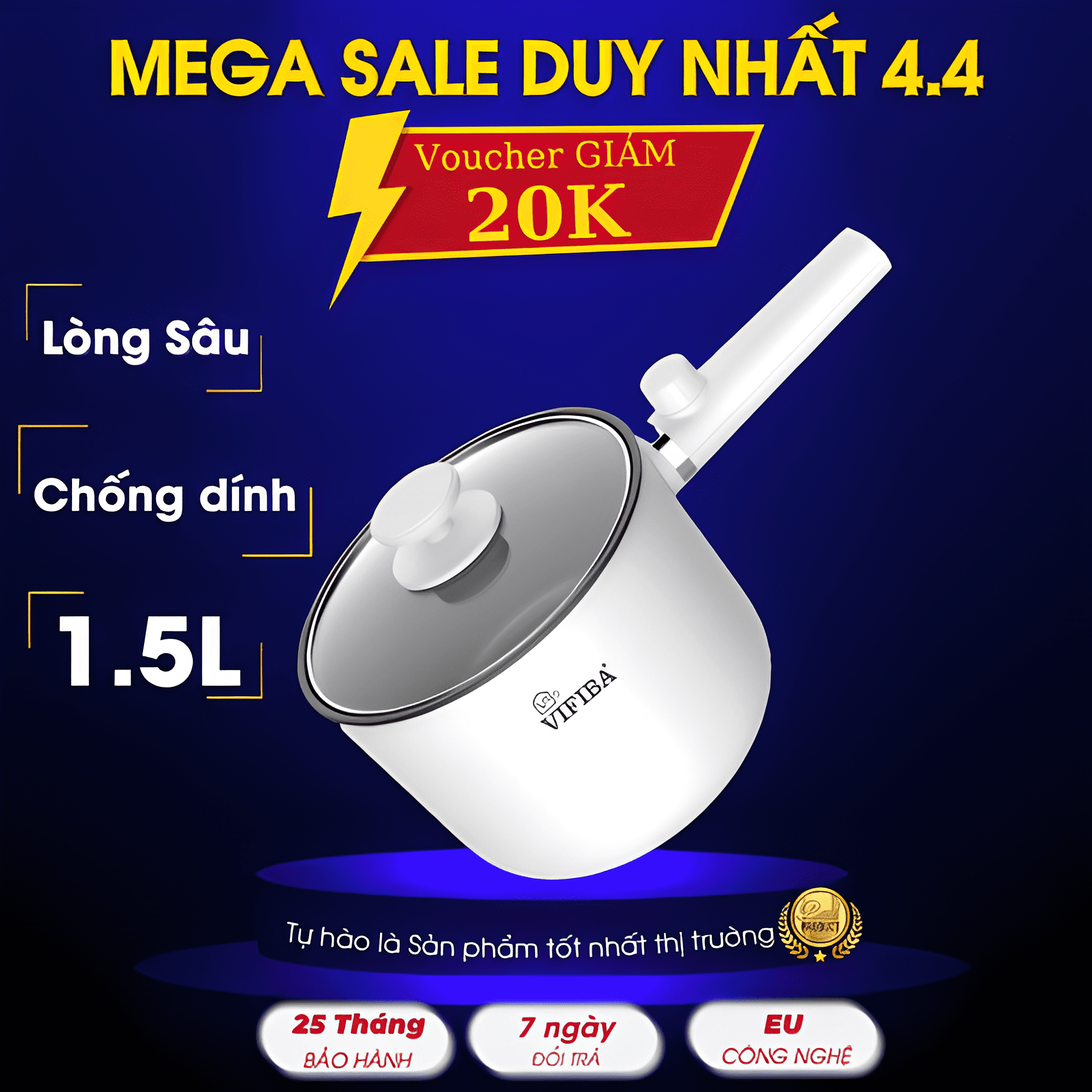 Nồi điện đa năng chống dính cao cấp, nồi lẩu điện mini 2IN1, chảo điện thông minh tiện lợi Homea2z công suất 600W