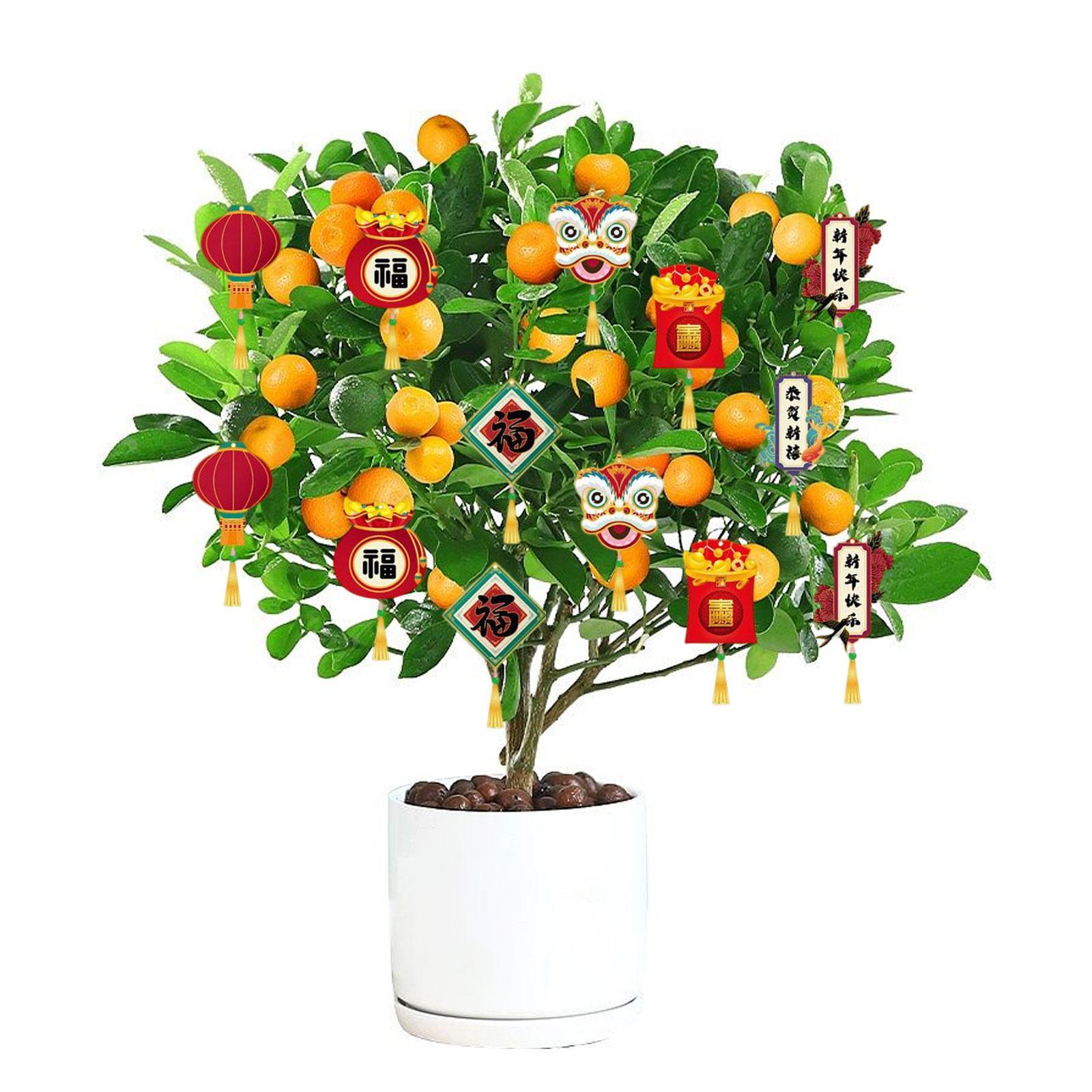 12 Pieces Chinese New Year Decorations Pendants for Party Office Bonsai