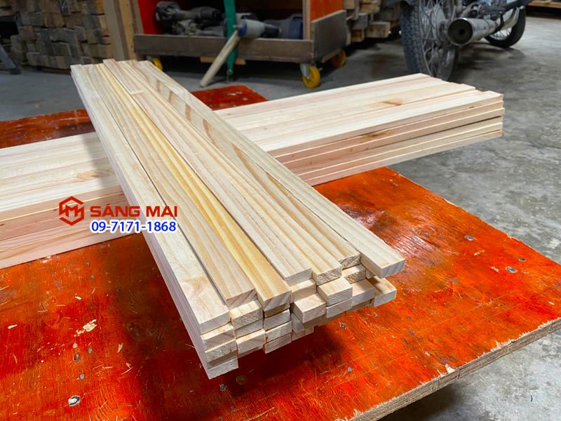 [MS118] Thanh gỗ thông 1cm x 2cm x dài 50cm + láng mịn 4 mặt