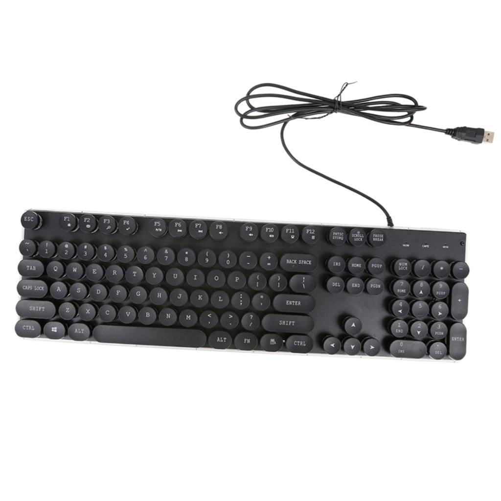 3 Color Wired Backlit Gaming Keyboard Punk Keycap Retro with USB Interface