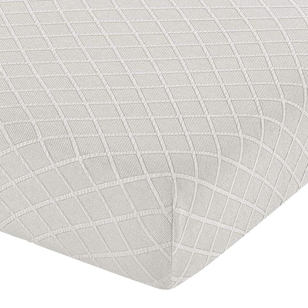 Storage Ottoman Stool Cover Footstool Stretch Grid Slipcover White