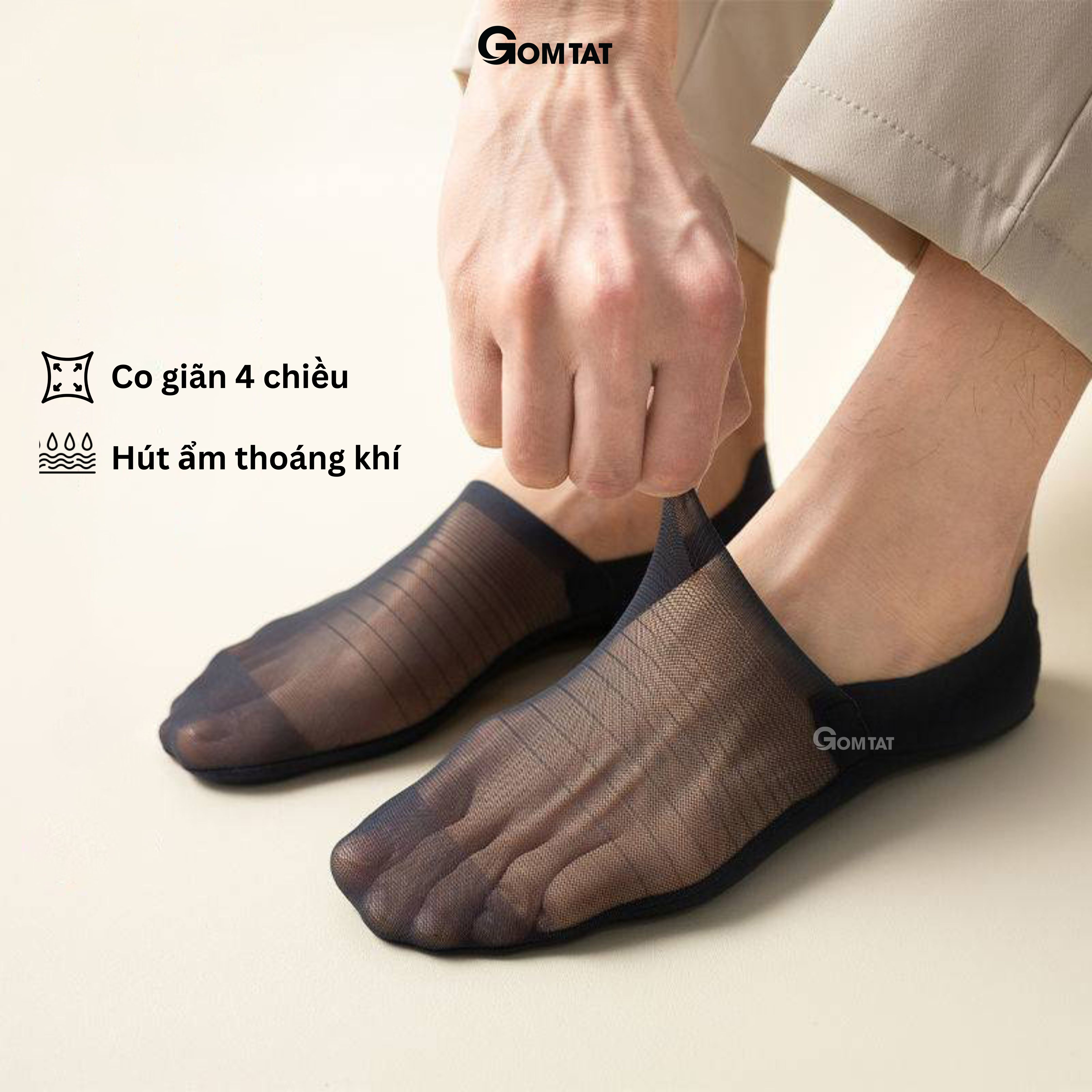 Combo 5 đôi Tất Lười Nam Invisible đệm cao su chống trượt, Vớ Nam đi giày lười phối lưới thoáng khí - VLN-INVISIBLE-CB5