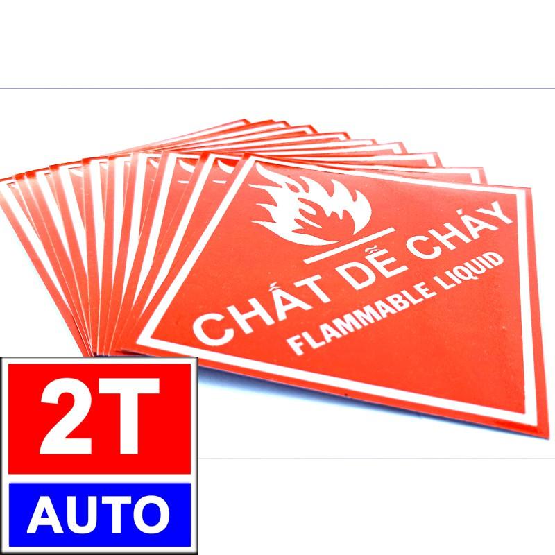 BỘ 2 LOGO STICKER TEM CHẤT DỄ CHÁY FLAMMABLE LIQUID CHẤT LỎNG DỄ BẮT LỬA