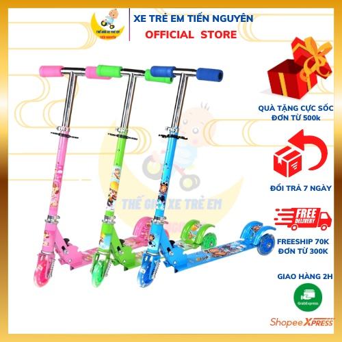 Xe trượt Scooter 3 bánh có đèn phát sáng cho bé, bảo hành 6 tháng, xe scooter khung sắt chắc chắn