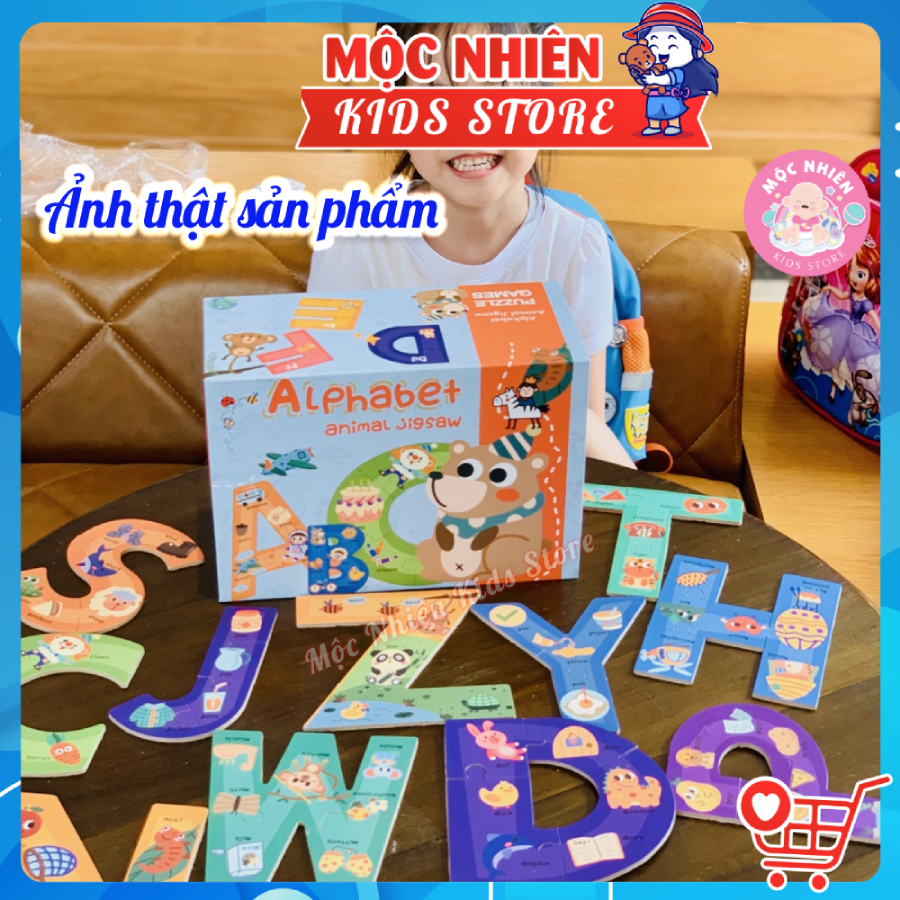 Bộ Xếp Hình Puzzle Chữ Cái và Số Đếm Bằng Gỗ Dành Cho Bé 2 Tuổi - Alphabet Puzzle