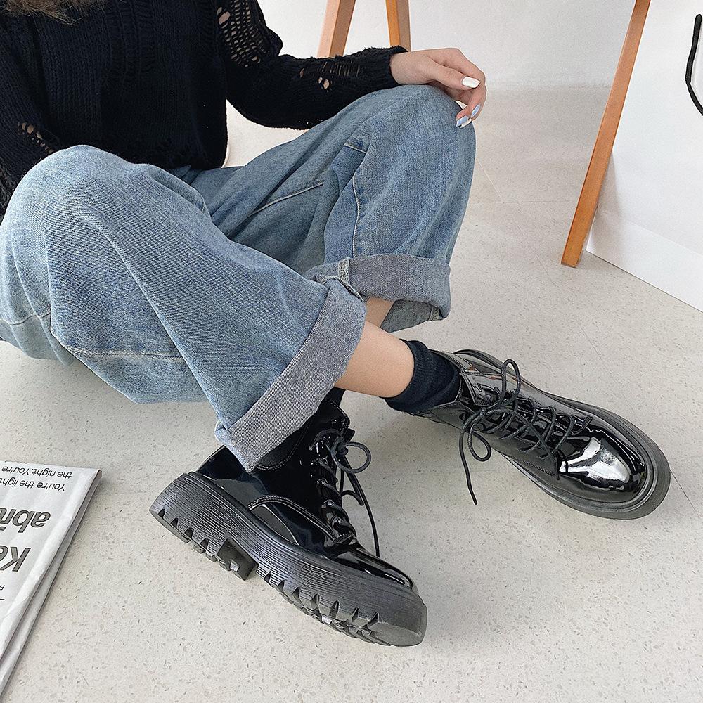 Giày bốt da PU màu bóng/ nhám siêu cá tính thời trang