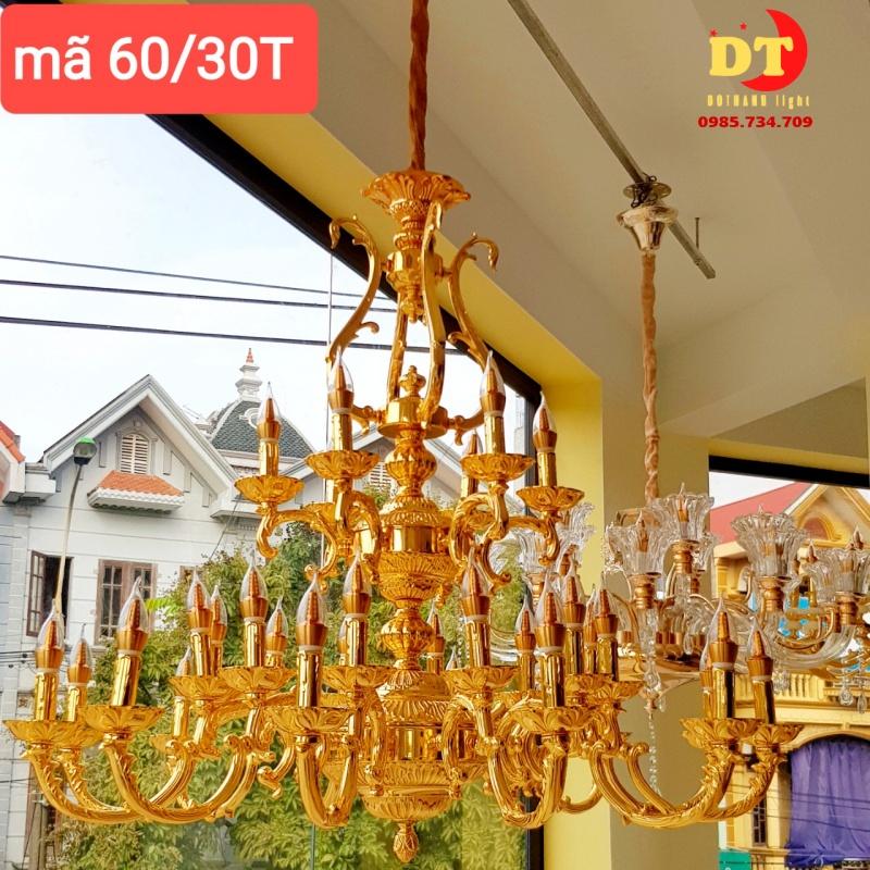 Đèn chùm nến hợp kim DOTHANH LIGHT 60, 30 tay nến trang trí phòng khách sang trọng DCN