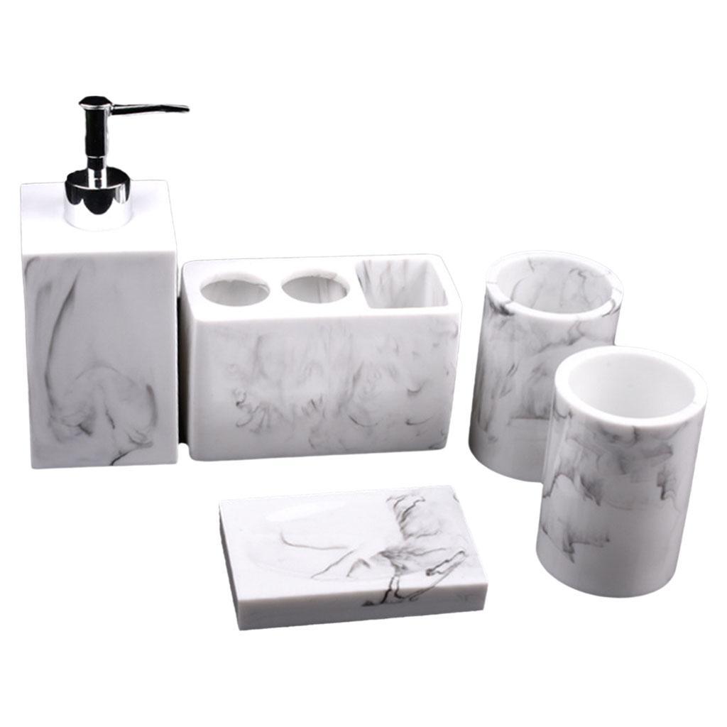 Bath Bathroom Accessories Set 5-pack Toothbrush Holder Lotion Dispenser
