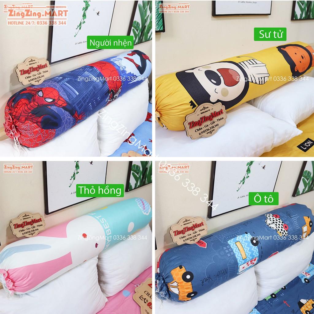 Vỏ gối ôm Hoa trà nâu poly cotton (35x105cm)