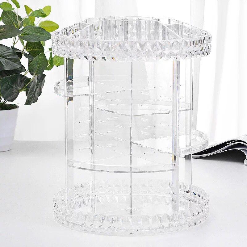Kệ Mỹ Phẩm Xoay 360 Độ, 3 Tầng, Trong Suốt, Chất Liệu Mica Cứng Cáp