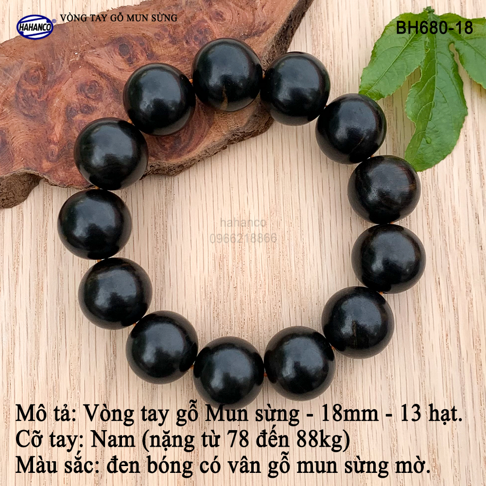 Vòng phong thủy gỗ Mun Sừng đen bóng dành cho người có địa vị, thăng tiến trong công việc