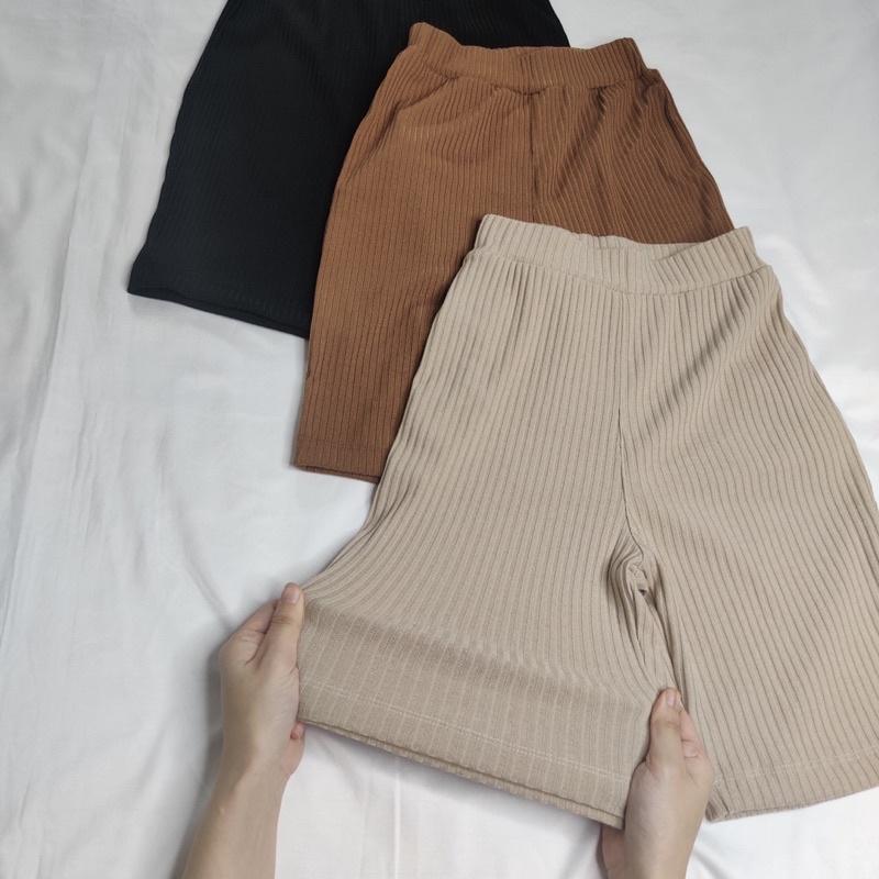 Quần biker short lưng cao thun gân dày giãn tốt cao cấp - by Whattowear