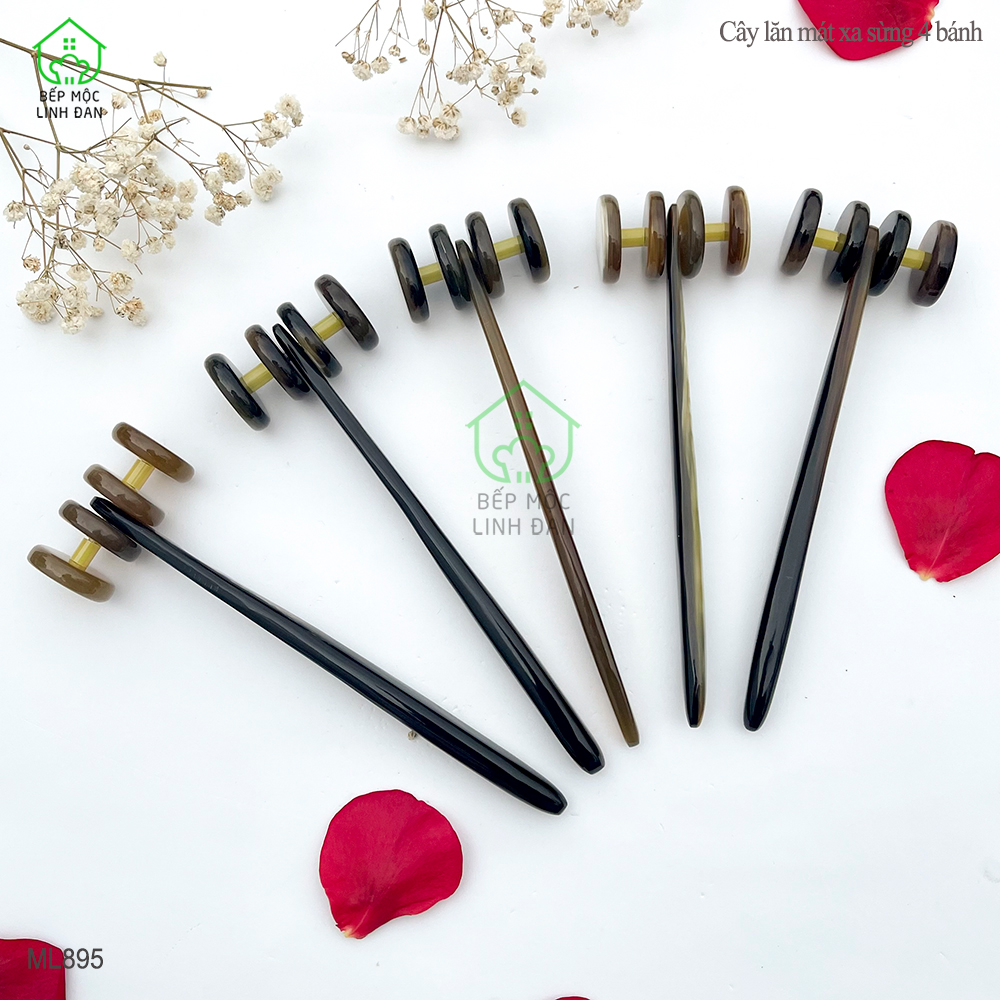 Cây Lăn 4 Bánh Massage Bằng Sừng - Giúp Làm Mịn Da &amp; Lưu Thông Khí Huyết [ML895]