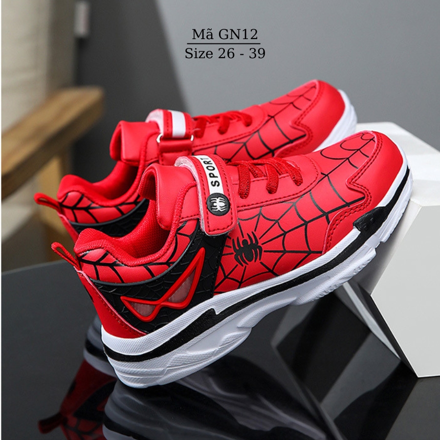 Giày siêu nhân Spiderman bé trai 3 - 12 tuổi siêu nhẹ kháng khuẩn phong cách Hàn Quốc đi học đi chơi GN12