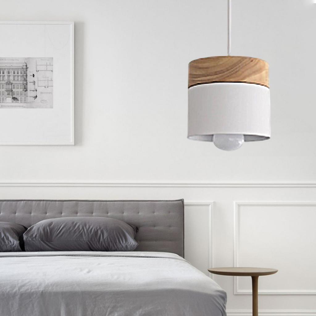 Pendant Light Modern Lighting E27 Wood Pattern Ceiling Hanging Lamp White