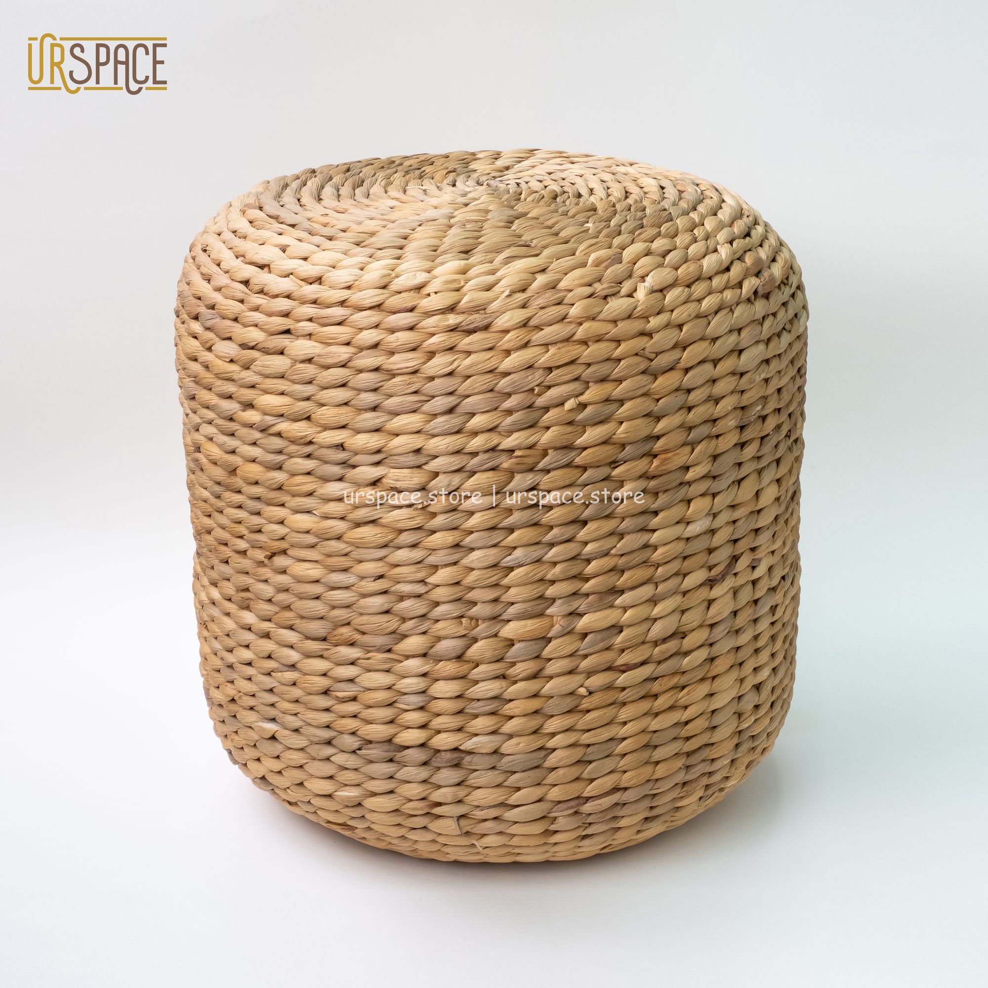 Ghế đôn sofa cói (bèo) hình trụ tròn đa năng D40xH40/ Hand-woven Water Hyacinth Ottoman Stool For Seating