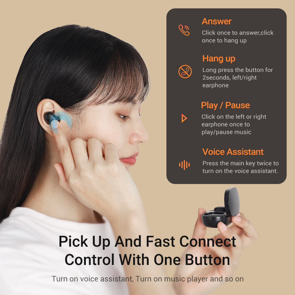 Tai Nghe Gắn Tai Không Dây HiFi TOPK T24 TWS  Bluetooth 5.0  Gọi/Kết Thúc Bằng Giọng Nói Cho OPPO Vivo Samsung HUAWEI Xiaomi - hàng chính hãng