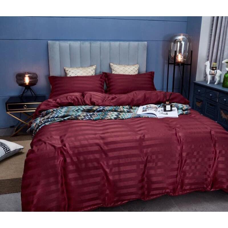 Bộ Chăn Drap Gối COTTON SỌC 3F Vải Cotton Lụa Bóng Hàng Chuyên Cho Gia Đình Và Khách Sạn
