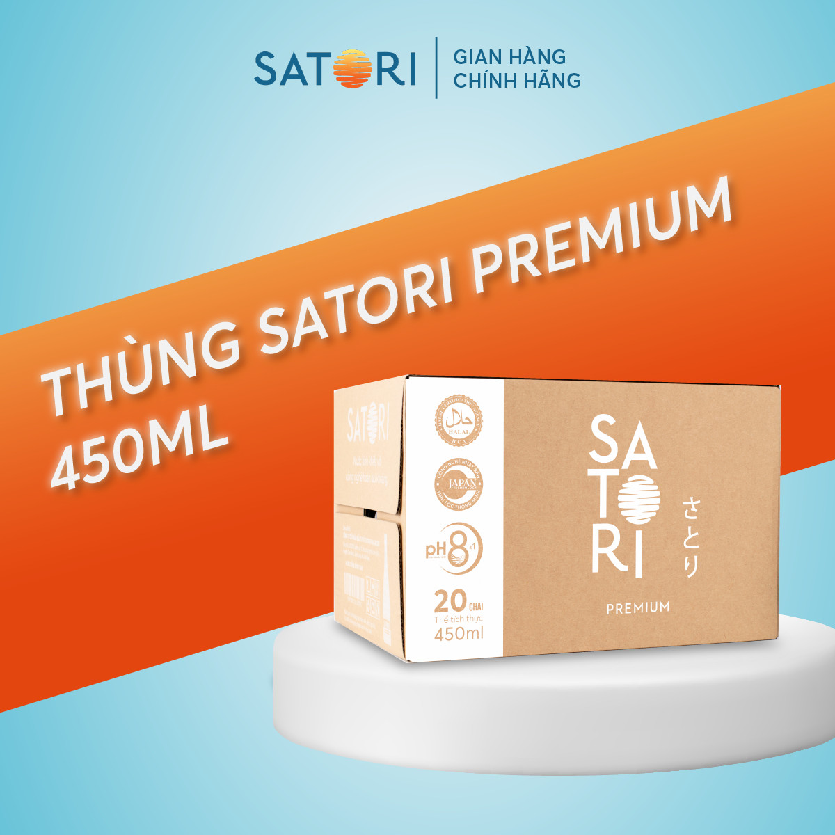 Thùng 20 Chai Nước Tinh Khiết Hoàn Lưu Khoáng SATORI PREMIUM (500ml/Chai)