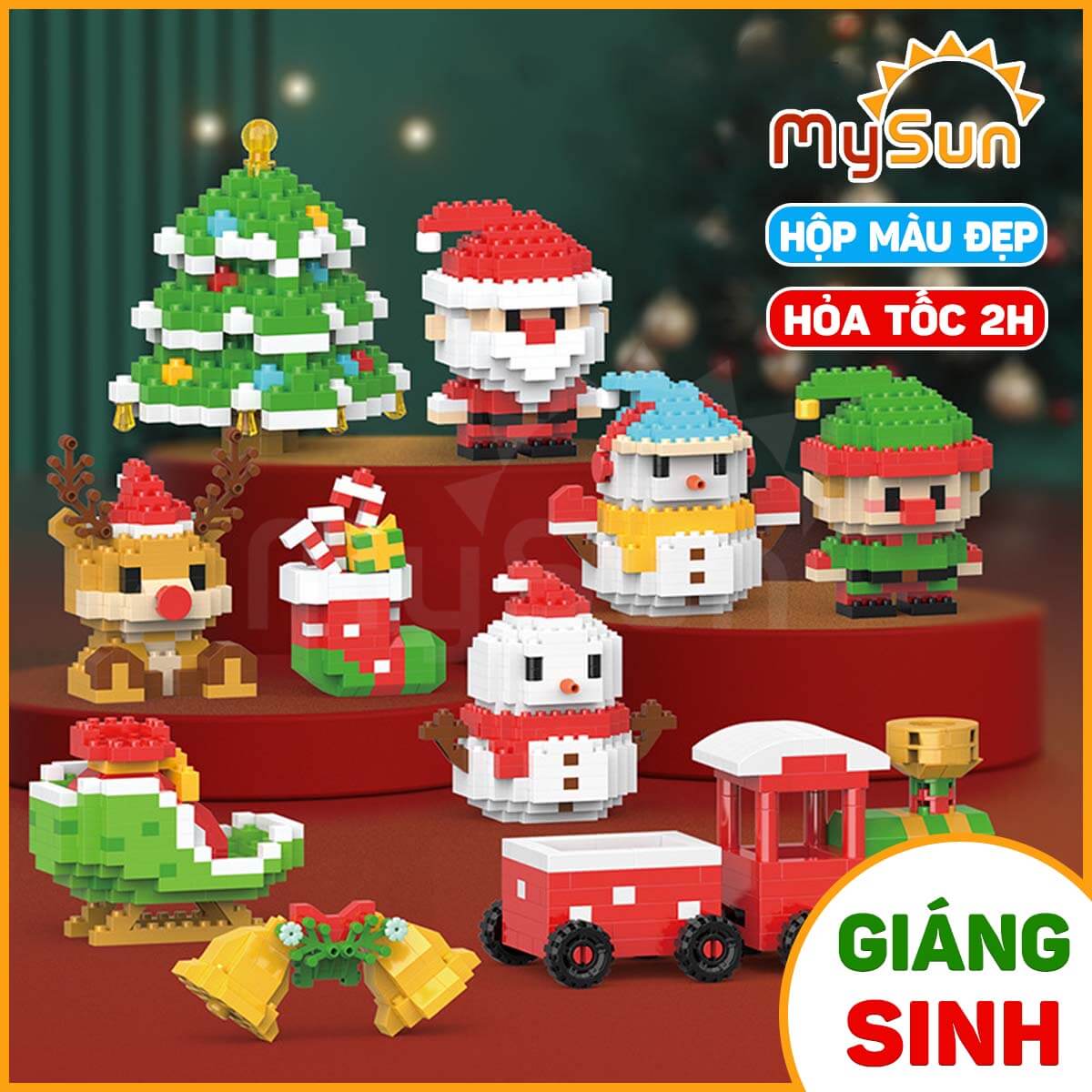 Lắp ráp xếp mô hình ông già Noel đồ chơi Giáng sinh Noel Chrismast cho bé