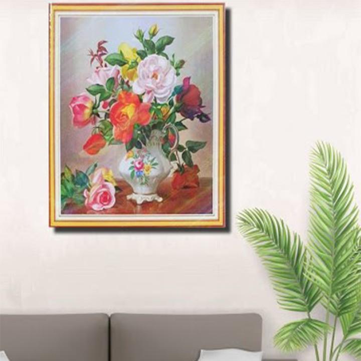 Tranh đá bình hoa khoe sắc 77768 - kích thước: 50 * 70cm.
