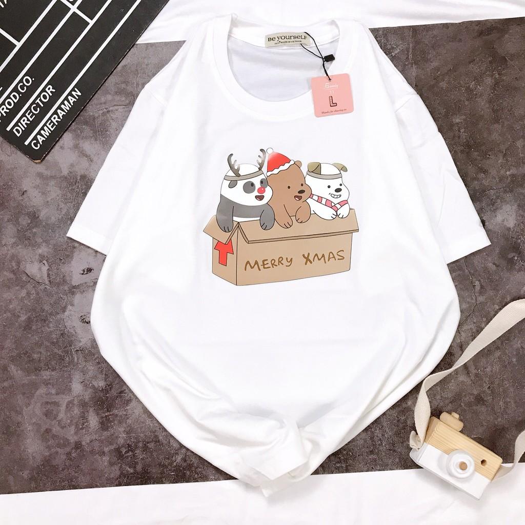 - Áo thun tay ngắn Be Yourself unisex size M L - 3 CON GẤU TRONG HỘP QUÀ NOEL