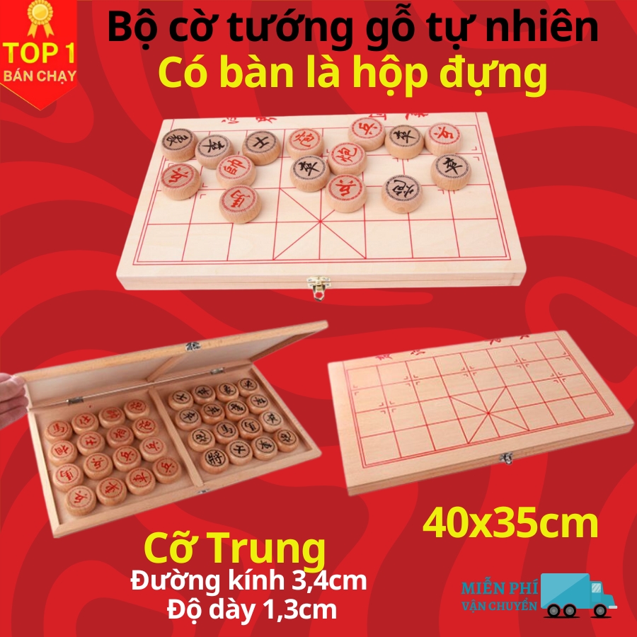 [GỖ TỰ NHIÊN CAO CẤP] Bộ cờ tướng gỗ sồi cao cấp kích thước 40 x 35cm, Bộ cờ tướng cao cấp khắc nét tinh xảo có bàn là hộp đựng gấp gọn - Hàng chính hãng D Danido