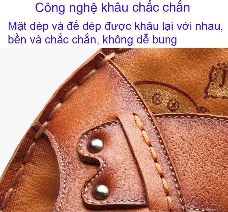 Dép quai hậu nam công sở da bò thật giản dị đế mềm êm thoáng khí kiểu dáng Hàn Quốc mã 50335 - Kaki - 41