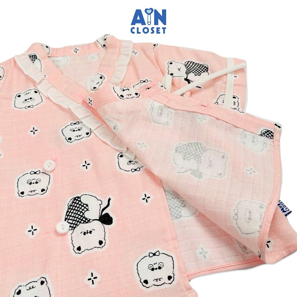 Bộ quần áo lửng bé gái họa tiết Gấu Trúc nền hồng xô sợi tre - AICDBGH5Q6DR - AIN Closet