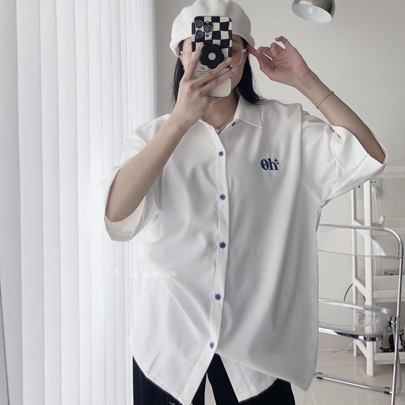Áo Sơ Mi Form Rộng Thêu Nổi OH OH Nam Nữ Unisex