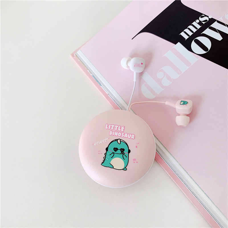 Bộ Tai Nghe Và Hộp Đựng Hàn Quốc Khủng Long (In - Ear) Cực Cute - Có Mic Đàm Thoại