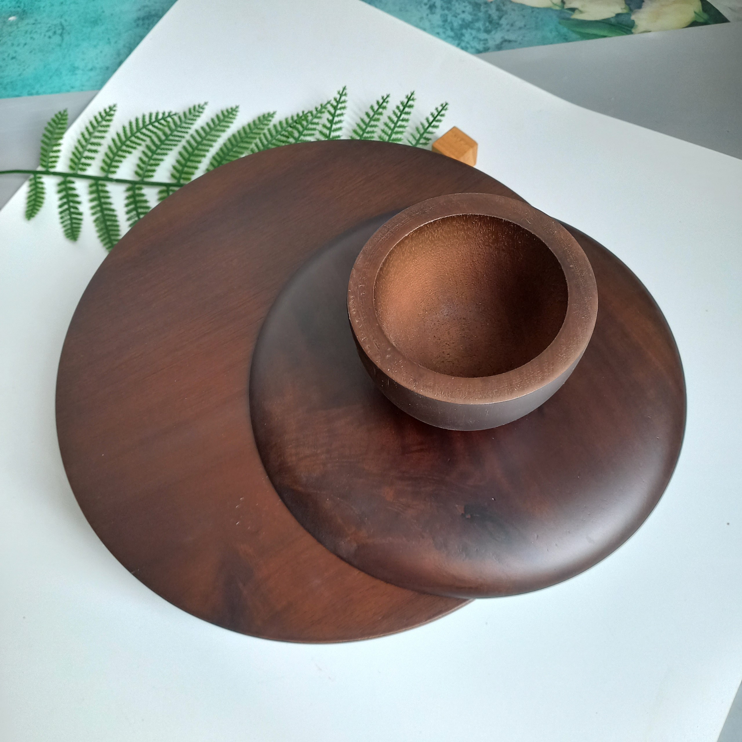 Đĩa Cao Gỗ Keo Màu Óc Chó Đựng Bánh Gato, Bánh Ngọt, Hoa Quả, Cake Stand, Mâm Bồng
